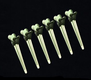 6Pcs Pluizig Haar Clips Professionele Salon Diy Vrouwen Haar Styling Tools Roze Zilver Metalen Positionering Haar Pin Clip Set groen