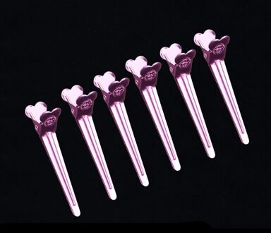 6Pcs Pluizig Haar Clips Professionele Salon Diy Vrouwen Haar Styling Tools Roze Zilver Metalen Positionering Haar Pin Clip Set paars