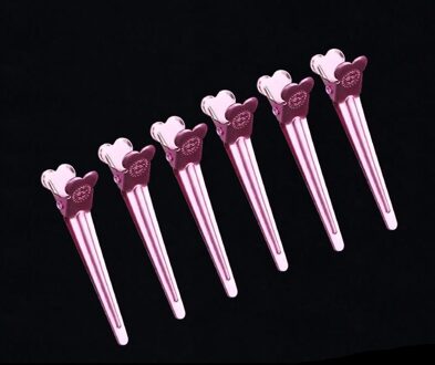 6Pcs Pluizig Haar Clips Professionele Salon Diy Vrouwen Haar Styling Tools Roze Zilver Metalen Positionering Haar Pin Clip Set
