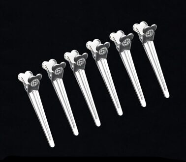 6Pcs Pluizig Haar Clips Professionele Salon Diy Vrouwen Haar Styling Tools Roze Zilver Metalen Positionering Haar Pin Clip Set