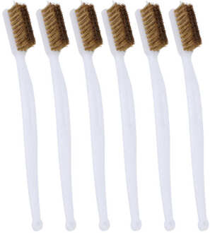 6Pcs Printer Nozzle Cleaning Staaldraad Borstel Plastic Handvat Ontroesten Draad Borstel Accessoire Handgereedschap