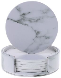 6Pcs PU Lederen hittebestendigheid Placemat Cup Matten Koffie Mok Onderzetters Verwarming Cup Mat Pad Kussen Ronde /vierkante 01