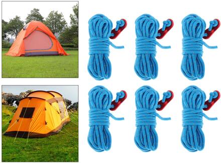 6Pcs Reflecterende Paracord Touw Dia.4mm Voor Survival Parachute Cord Lanyard Camping Klimmen Camping Touw Wandelen Waslijn Blauw