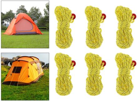 6Pcs Reflecterende Paracord Touw Dia.4mm Voor Survival Parachute Cord Lanyard Camping Klimmen Camping Touw Wandelen Waslijn geel