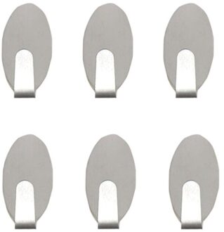 6Pcs Roestvrij Staal Boor Lijm Enkele Gewaad Haak Handdoek Jas Muurbevestiging Haken Kleerhanger Voor Badkamer Keuken (ovale + S)