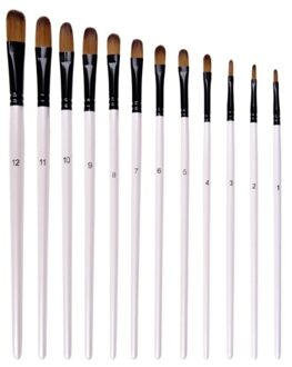 6pcs Round Head Brushes Paintbrush Set Nylon Hair Paint Brush Set for Acrylic Oil Watercolor Painting Artist Professional Painting Kits Pearl White Brush Set