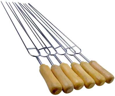 6Pcs Rvs Bbq Spiesjes Barbecue Spies Grillen Kabob Herbruikbare Spiesjes Bbq Shish Kabob Gereedschap Voor Dog Vlees vis