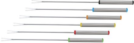 6Pcs Rvs Bbq Vlees Sticks Lange Chef Grill Voedsel Houders Spiesjes Naald Gaffel Voor Barbecue Party Bbq Tool #25