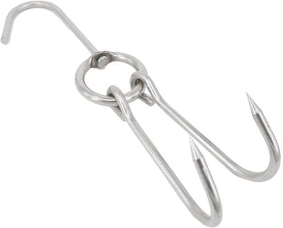 6Pcs Rvs Dubbele Vlees Haken Drogen Geroosterde Eend Haak Bacon Hanger Grill Opknoping Rack (3.5Cm Diameter 24.5Cm Lengte) 24.5x5s0.35cm