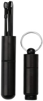 6Pcs Rvs Earpick Set Oor Wax Curette Remover Lepel Met Sleutelhanger Doos zwart