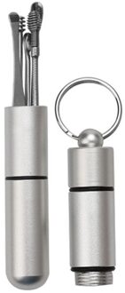 6Pcs Rvs Earpick Set Oor Wax Curette Remover Lepel Met Sleutelhanger Doos