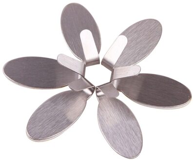 6Pcs Rvs Mini Zelfklevende Kleverige Muur Hangers Haken Zuig Krachtige Rack Badkamer Keuken Accessoires