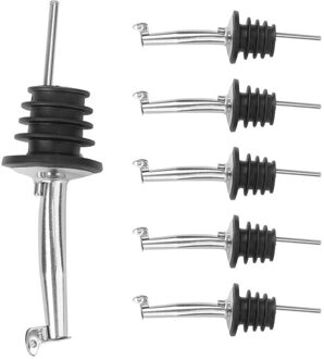 6Pcs Rvs Olijfolie Gratis Flow Pourers Fles Schenker Uitloop Dispenser Met Covers