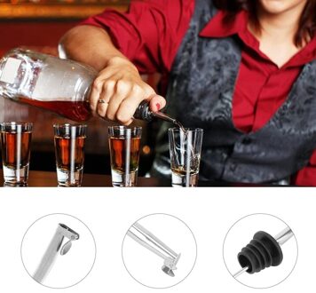 6Pcs Rvs Olijfolie Gratis Flow Pourers Fles Schenker Uitloop Dispenser Met Covers