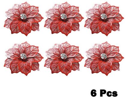 6Pcs Servetringen Met Holle Out Bloem Voor Bruiloft Diner Verjaardagen Familiebijeenkomsten Tafel Decor Servet Houder rood