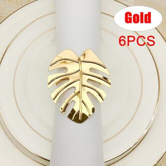 6Pcs Servetringen Set Bladeren Servetring Houders Decoratieve Servet Gesp Wedding Party Diner Xmas Tafel Decoratie 6.5x5.5cm GD