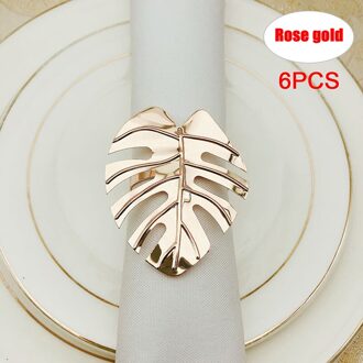6Pcs Servetringen Set Bladeren Servetring Houders Decoratieve Servet Gesp Wedding Party Diner Xmas Tafel Decoratie 6.5x5.5cm RGD