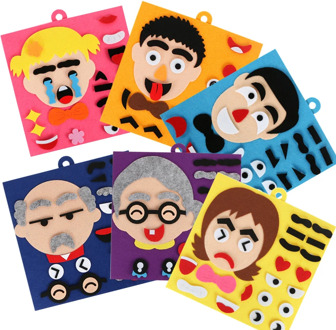 6pcs/Set Children's Educational Toys Non-woven Kindergarten Emotions Child Learning Felt Diy Facial Expression Puzzle Game Toys