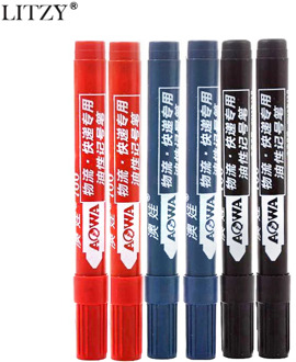6Pcs/Set Classic Black Red Blue Permanent Marker Indelible Waterproof Oily Pens Waterproof Markers Pen Office School Stationery