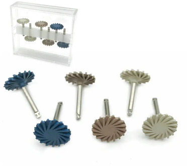 6pcs/set Dental Composite Resin Polishing Disc Kit Spiral Flex Brush Burs Diamond System RA disc 14mm wheel