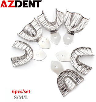6pcs/set Dental Impression Tray Stainless Steel Teeth Tray Autoclavable Denture Instrument Trays Dentist Tools Teeth Holder Tray