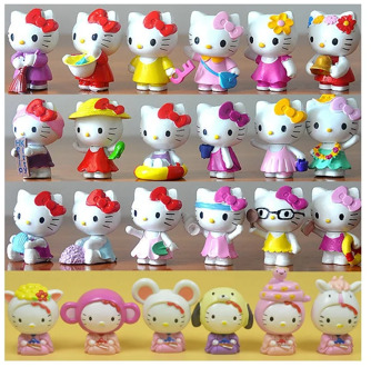6pcs/set Hello kitty Dolls Action Figure Toys For Children Original Disney Cartoon Pvc Doll Model Kids Gift