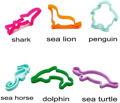 6Pcs Silicon Jumbo Mariene Leven Vormige Rubber Bandz Voor Meisjes Armbanden Party Gunsten Tie Haar Siliconen Silly bands