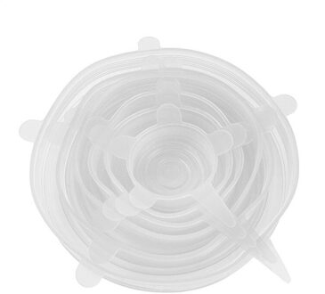 6pcs Silicon Stretch Deksels Universele Deksel Silicone Voedsel Wrap Kom Pot Deksel Siliconen Cover Pan Koken Keuken Accessoires wit