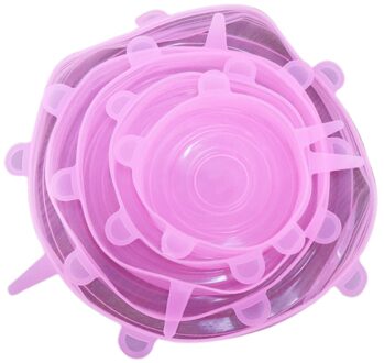 6Pcs Silicone Cover Wrap Houden Verse Afdichting Deksels Stretch Herbruikbare Luchtdicht Voedsel Huishouden Keuken Benodigdheden roos rood