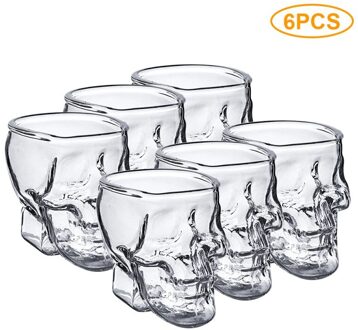 6Pcs Skull Cup Borrelglas Transparante Cup Crystal Skull Head Glas Cup Voor Party Home Office Bar Club Hotel wijn Houders 6stk