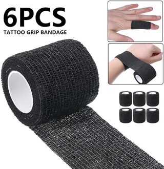 6Pcs Sport Wrap Tape Zelfklevende Elastische Bandage Zwart 5Cm * 4.5M Hansaplast Voor Knie Ondersteuning Pads vinger Enkel Palm Schouder