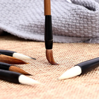 6pcs Traditional Chinese White Clouds Bamboo Wolf's Hair Writing Brush for Calligraphy Painting Practice Writing Brushes