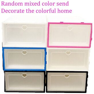 6Pcs Transparante Schoen Dozen Opslag Verdikte Stofdicht Schoenen Organizer Box Bovenop Combinatie Schoenenkast Dispaly mixing kleur