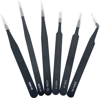 6Pcs Veilige Anti-Statische Roestvrijstalen Pincet ESD Onderhoud Horloge Reparatie Gereedschap Kits Elektronische Rework Tool Set DIY Gereedschap