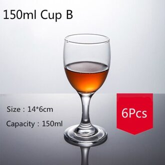 6Pcs Verdikte Rode Wijn Cup Set Klassieke Europese Huishoudelijke Loodvrij Glas Beker Champagne Geurende Cup Restaurant Vrienden 150ml Cup B 6stk