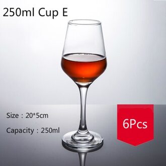 6Pcs Verdikte Rode Wijn Cup Set Klassieke Europese Huishoudelijke Loodvrij Glas Beker Champagne Geurende Cup Restaurant Vrienden 250ml Cup E 6stk