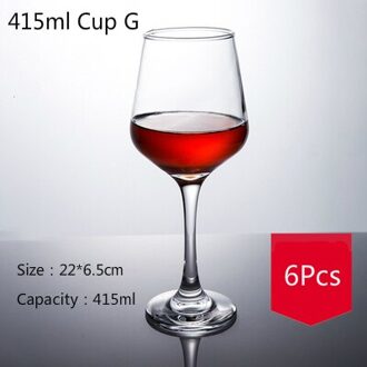 6Pcs Verdikte Rode Wijn Cup Set Klassieke Europese Huishoudelijke Loodvrij Glas Beker Champagne Geurende Cup Restaurant Vrienden 415ml Cup G 6stk