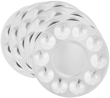 6Pcs Verf Lade Paletten Art Verf Pallet Ronde Metalen Palet Met 10 Wells Voor Aquarel
