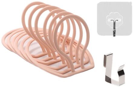 6Pcs Verstelbare Organizer Back Deur Opknoping Baseball Cap Hoed Handdoek Riem Opslag Houder Hanger Badkamer Slaapkamer roze