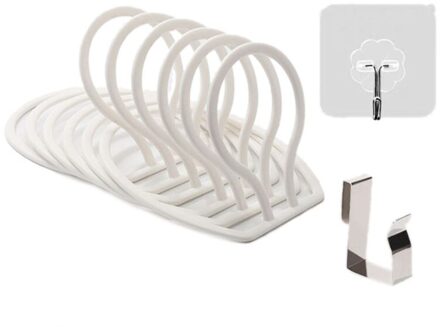 6Pcs Verstelbare Organizer Back Deur Opknoping Baseball Cap Hoed Handdoek Riem Opslag Houder Hanger Badkamer Slaapkamer wit