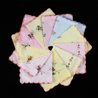 6Pcs Vintage Katoen Dames Geborduurde Kant Zakdoek Vrouwen Bloemen Hanky WNWAC006-A2