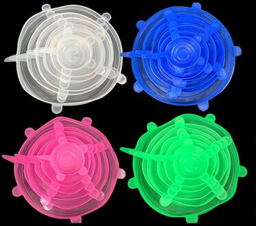 6Pcs Voedsel Siliconen Verse Cover Silicone Stretch Deksels Keuken Herbruikbare Afdichting Deksel Kom Deksel Deksel Voedsel Wrap Keuken Accessoires wit