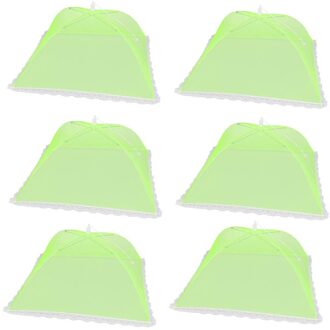 6Pcs Voedsel Tent Cover Screen Anti Muggen Vliegen Slip Net Picknick Voedsel Paraplu Netto Opvouwbaar Herbruikbare Met Kant Voor outdoor groen