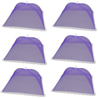 6Pcs Voedsel Tent Cover Screen Anti Muggen Vliegen Slip Net Picknick Voedsel Paraplu Netto Opvouwbaar Herbruikbare Met Kant Voor outdoor paars