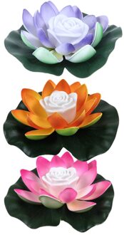 6Pcs Water Drijvende Lotus Licht Romantische Die Licht Water Lantaarn Bloem Vormige Zwembad Licht Licht Met Batterijen (Wit geassorteerd kleur 3stk