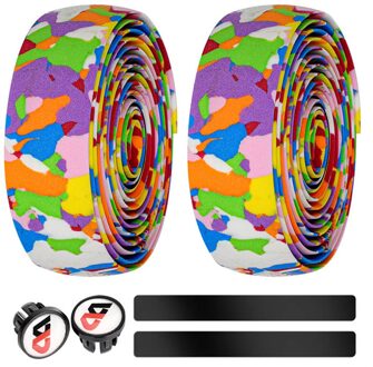 6Pcs West Fietsen Racefiets Lijm Stuur Strap Eva Anti-Slip Fiets Bar Grips Wrap Tape Met 2 bar Stekkers Fietsen Apparatuur mulitcolor