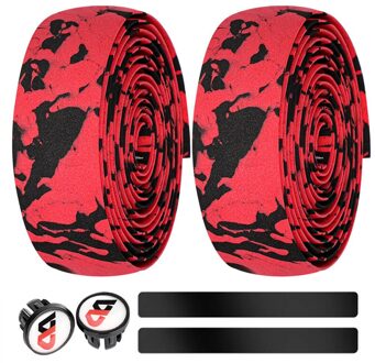 6Pcs West Fietsen Racefiets Lijm Stuur Strap Eva Anti-Slip Fiets Bar Grips Wrap Tape Met 2 bar Stekkers Fietsen Apparatuur rood zwart