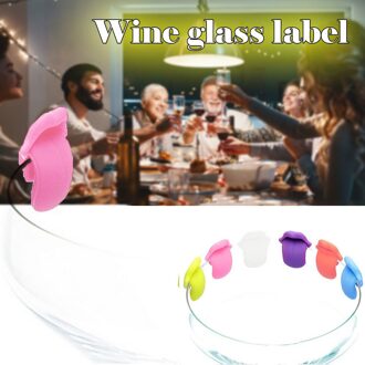 6Pcs Wijn Glas Mark Glas Herkenner Creatieve Silicagel Label Rode Wijn Cup Drink Glas Tag Bar Accessoires Cup labels Bar Tool