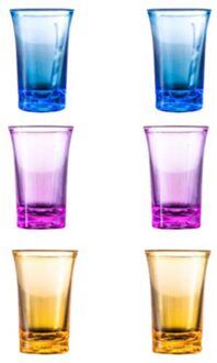 6Pcs Wijn Glas Transparant Kleurrijke Glas Wijn Beker Bar Accessoires Party Cup Perfect Voor Party Games Drinken MULTI