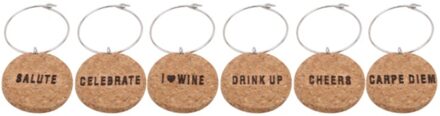 6Pcs Wijnglas Markers Kurk Glazen Charms Diy Beker Wijn Glas Ringen Met Draad Hoepel Drinken Marker Voor Party feestdagen